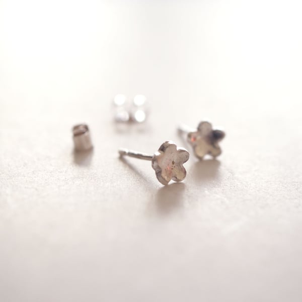 Fine Silver Cherry Blossom Mini Studs