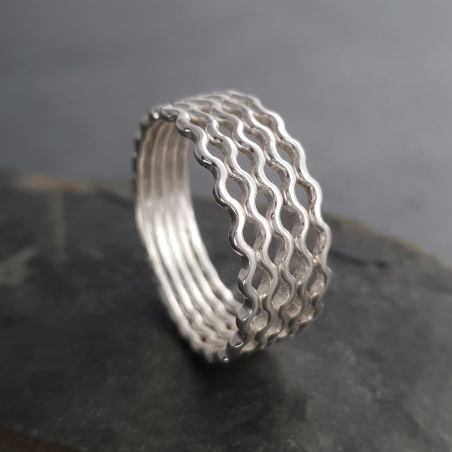 SALE Wave Ring in sterling silver - Folksy