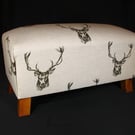 Footstool. Stag Fabric. Hand Crafted in Norfolk