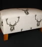 Footstool. Stag Fabric. Hand Crafted in Norfolk