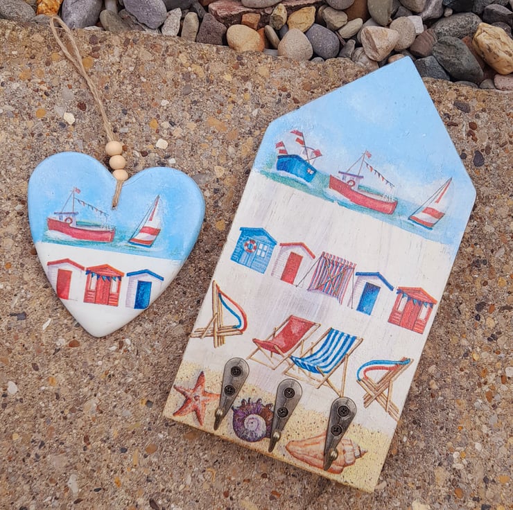 Nautical Themed Wooden Keyholder & Matching... Folksy