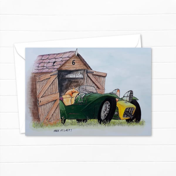 Shed Finds Greeting Car: Hand Drawn Nostalgic Illustration (302)