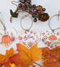 Pumpkin, Toadstool and Autumn set of 3 hand-painted heart decorations