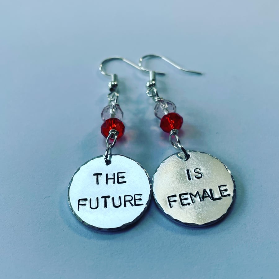 ‘The future is female’ stamped earrings