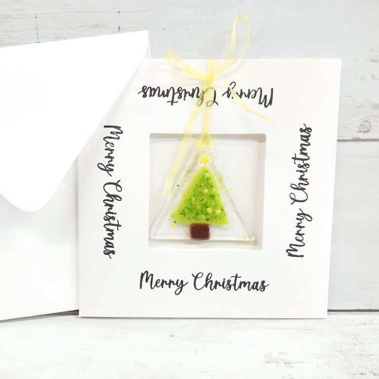 Merry Christmas Card with Removeable Christmas Tree Hanging Decoration