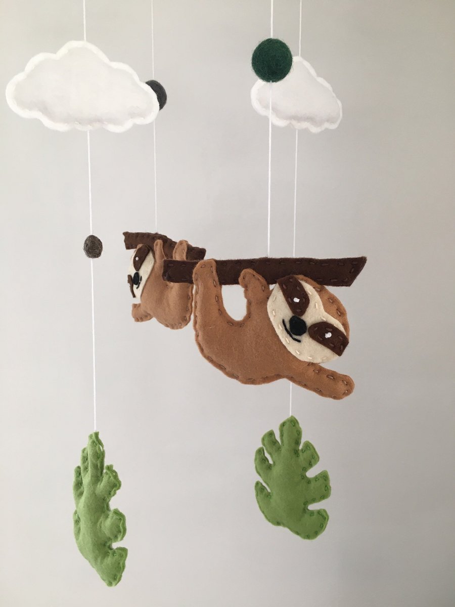 Sloths! African Or Jungle Animals - Baby Crib Mobile