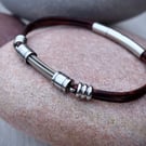 Personalised, engraved Guitar string leather bracelet.