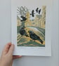 The Jackdaws - linoprint - Image 1