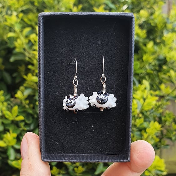 Tiny Glass Sheep Earrings