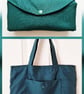 Forest green foldable shopping bag with a drawstring  - Image 1