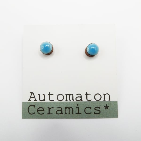Ceramic blue stud earrings, small ear studs, bright earrings, boho earrings