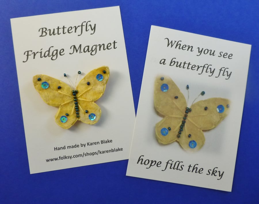 Butterfly fridge magnet 'yellow'