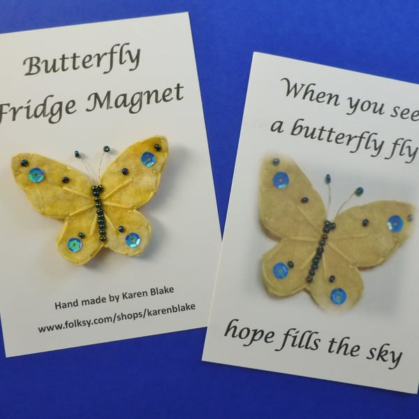 Butterfly fridge magnet 'yellow'