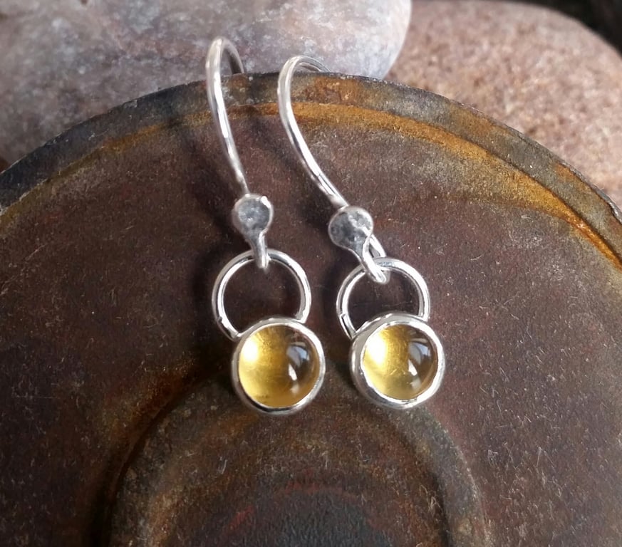 DANGLE Silver earrings, silver Citrine drop earrings, Handmade Urban Jewellery