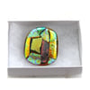 Patchwork Dichroic Fused Glass Brooch 070 Handmade 