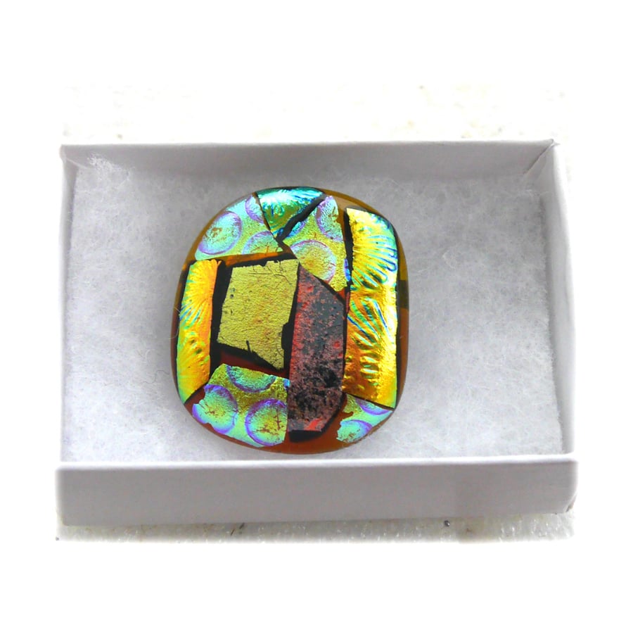 Patchwork Dichroic Fused Glass Brooch 070 Handmade 