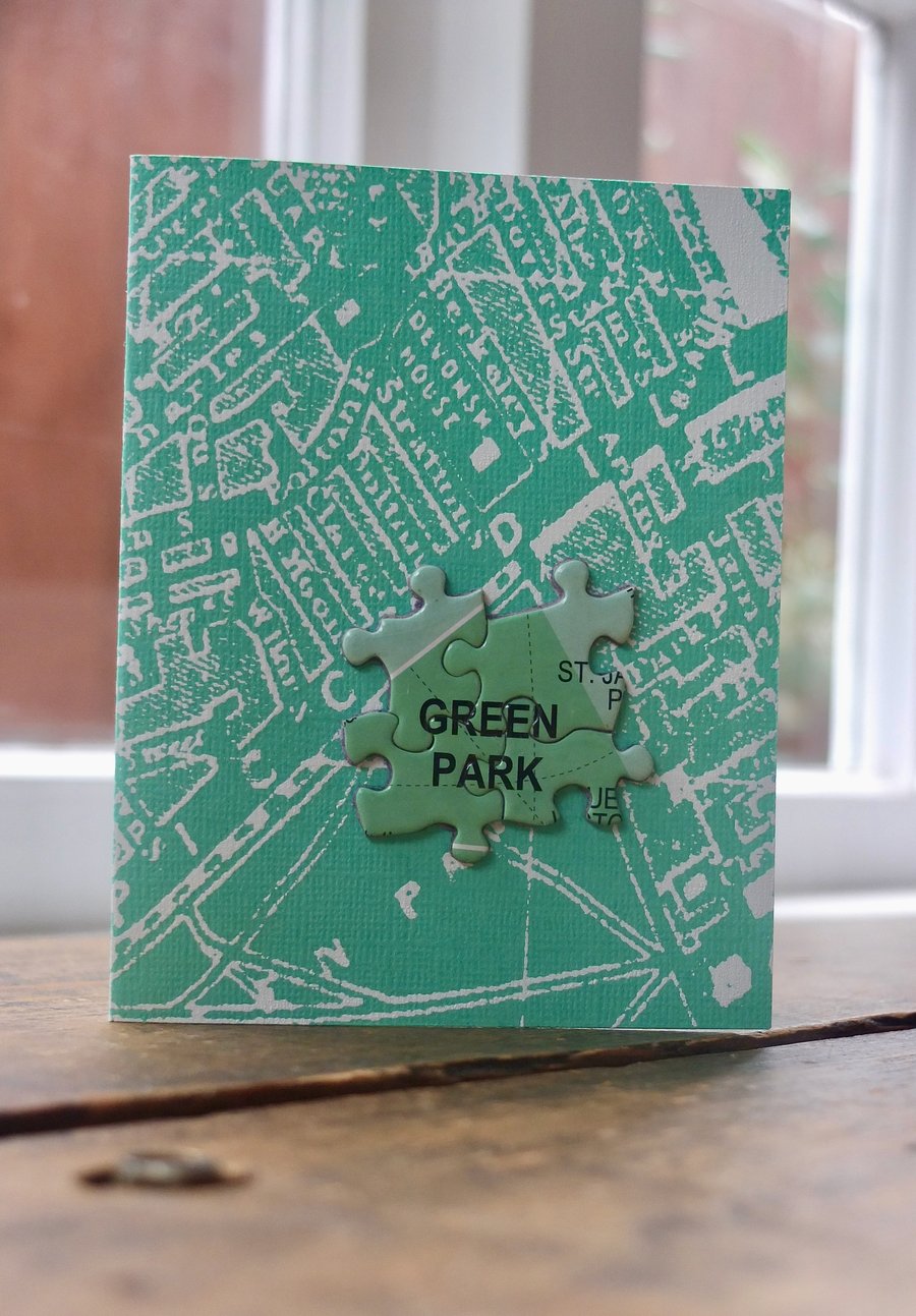 Jigsaw Vintage Street Map of London Greeting Card - Green Park