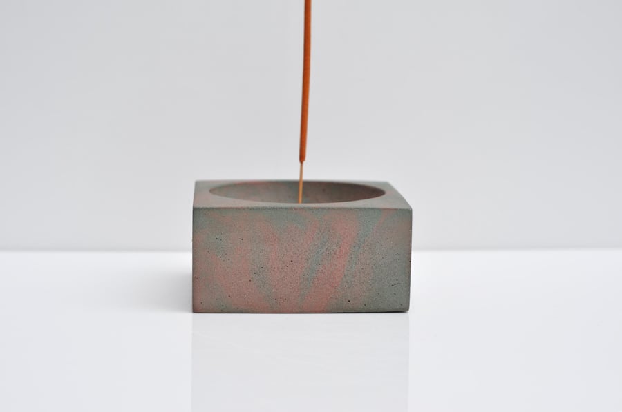 Concrete Incense Burner Green and Pink Cement Joss Stick Holder Unique Beton Hom