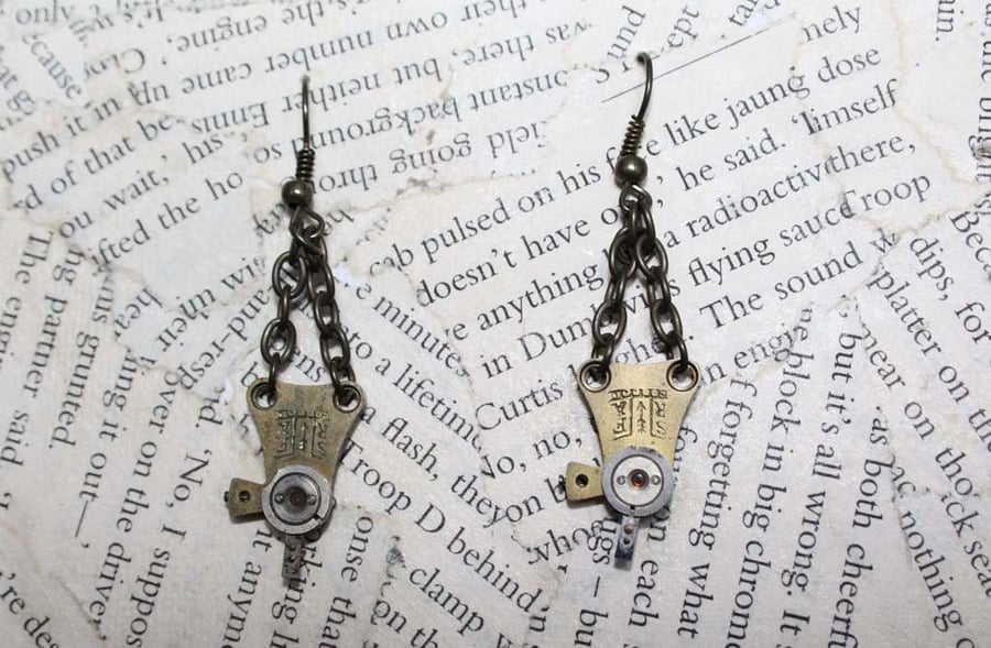Steampunk Vintage Pocket Watch Regulator Dangle Hook Earrings