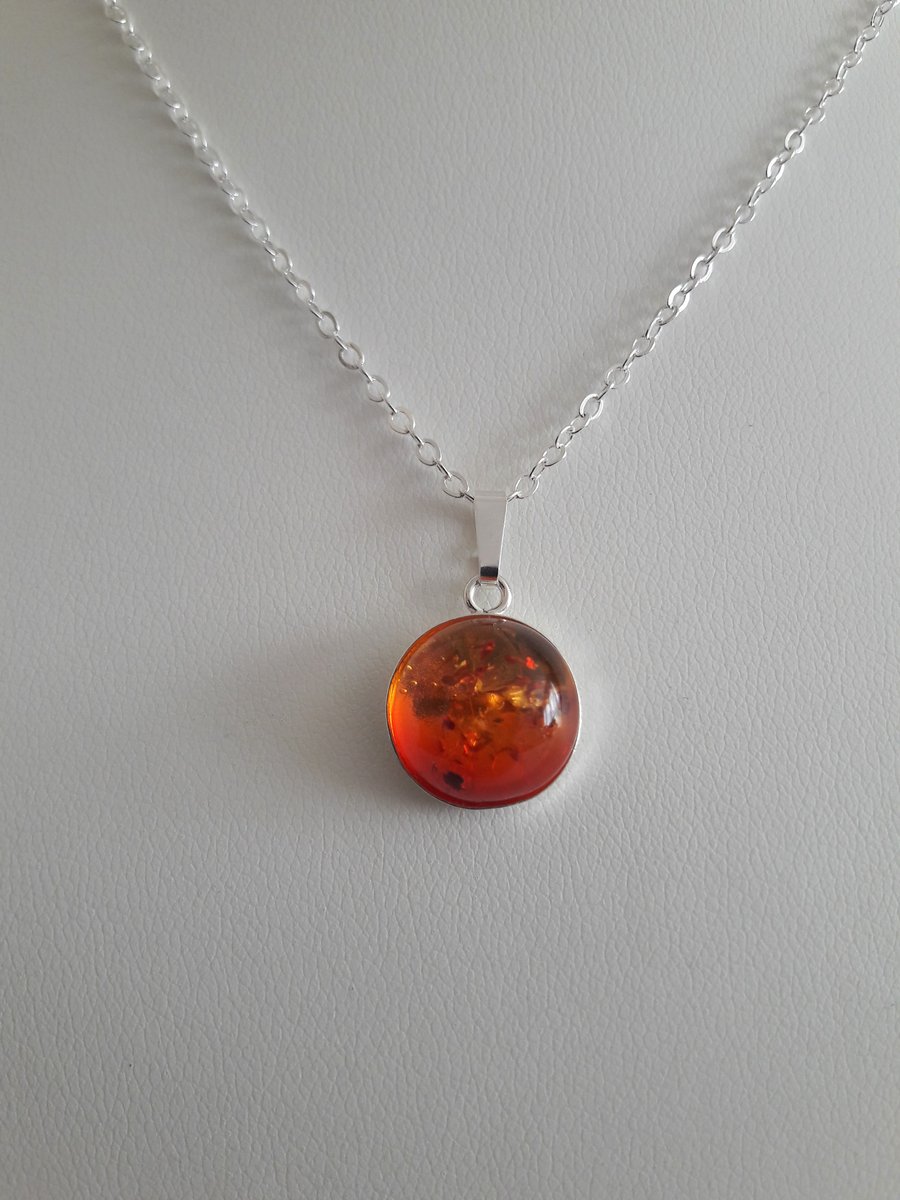 Amber Ombre Ruby Red Necklace. Bespoke, Sterling Silver, Gift for Her, Handmade