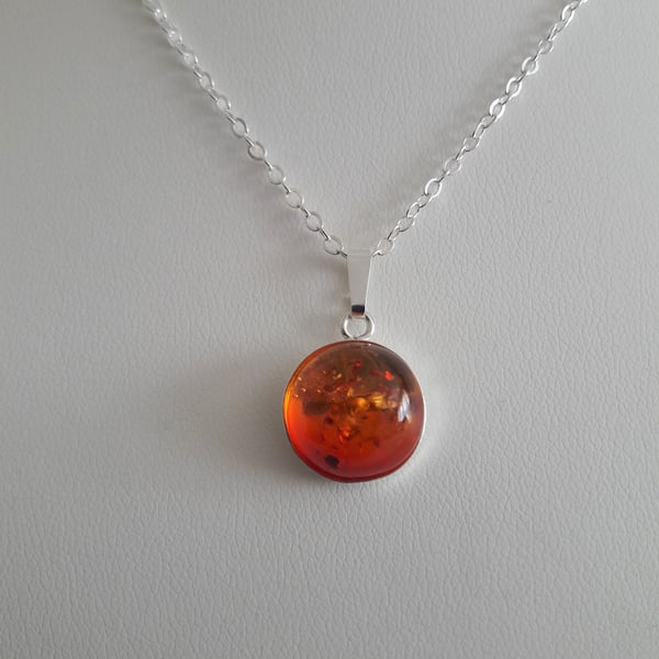 Amber Ombre Ruby Red Necklace. Bespoke, Sterling Silver, Gift for Her, Handmade