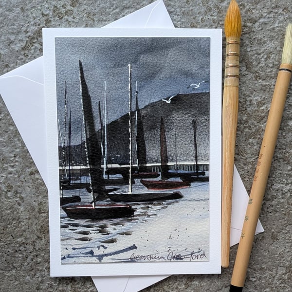 Sail Boats. Blank Card. Original Watercolour 260189