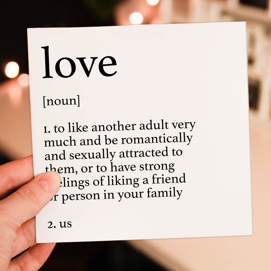 Anniversary card: Dictionary definition of love