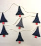 Christmas Tree Bunting Japanese Fabric Indigo - Image 1