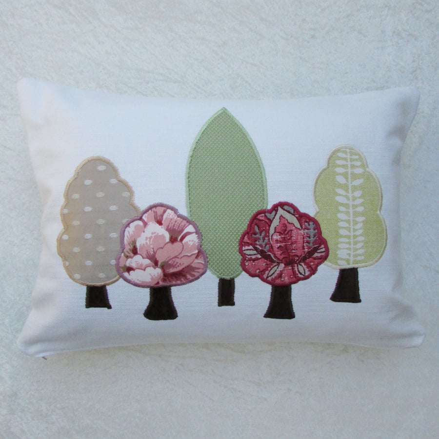 Spring trees rectangular appliqued cushion