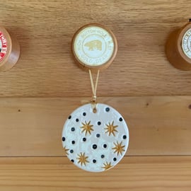 Handmade Ceramic Starry Night Hanger, Christmas Star Hanging Decoration 