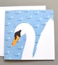 Swan blank or birthday card with patterned background - Image 1