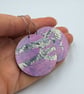 Funky abstract pink, grey and white hand printed earrings  - Image 3