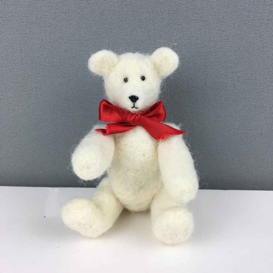 Seconds Sunday - Collectable needle felted teddy bear - white