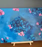 Blue and pink hydrangeas Original hand painted acrylic . 16x12"approx 