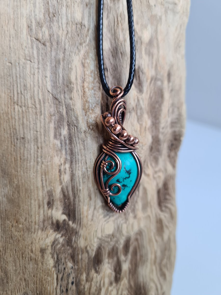 Tibetan Turquoise & Copper Necklace Pendant Gift Crystal Jewellery Jewelry 