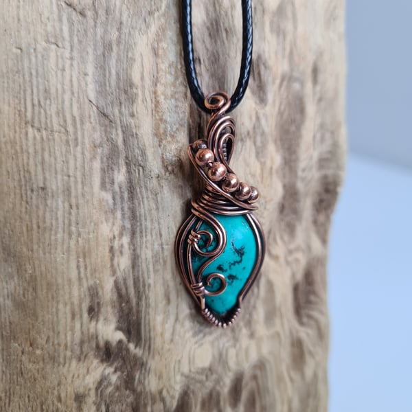 Tibetan Turquoise & Copper Necklace Pendant Gift Crystal Jewellery Jewelry 