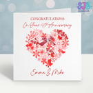 Handmade Personalised 40th Ruby Wedding Anniversary Card