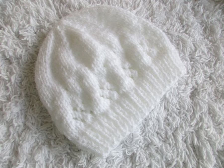 Newborn Lacey White Beanie