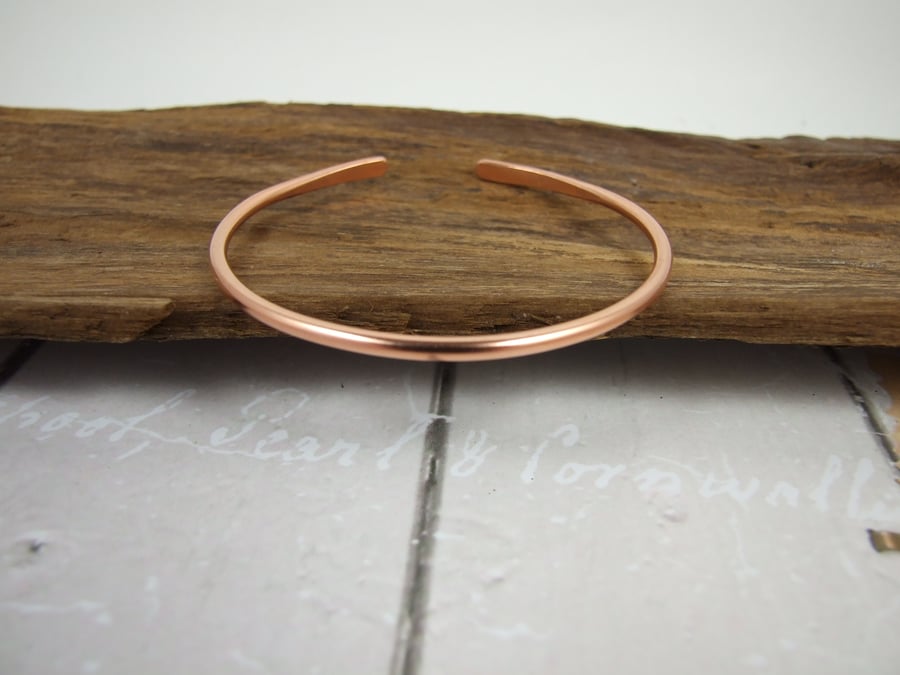 Copper Cuff Bracelet,  Smooth Finish Torque Bangle, Unisex