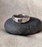 Sterling silver textured ring Size T Claw set black Cubic Zirconia Handmade
