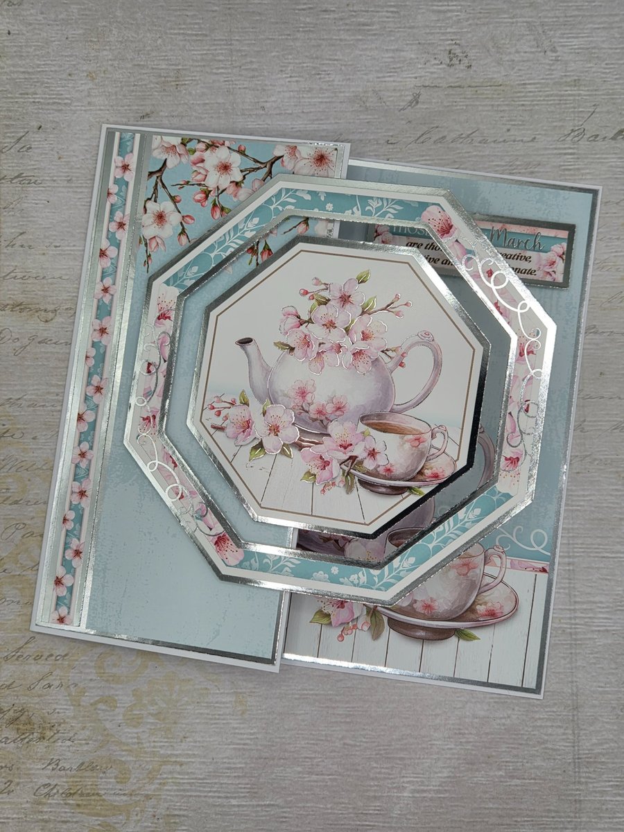 Handmade Cherry Blossom Birthday Card Floral Greetings Card