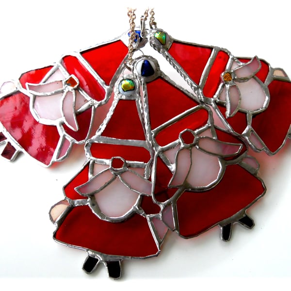 Santa Father Christmas Tree Stained Glass Suncatcher Xmas decoration
