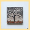 HANDMADE CERAMIC AND FUSED GLASS 'WINTER TREE' PICTURE.