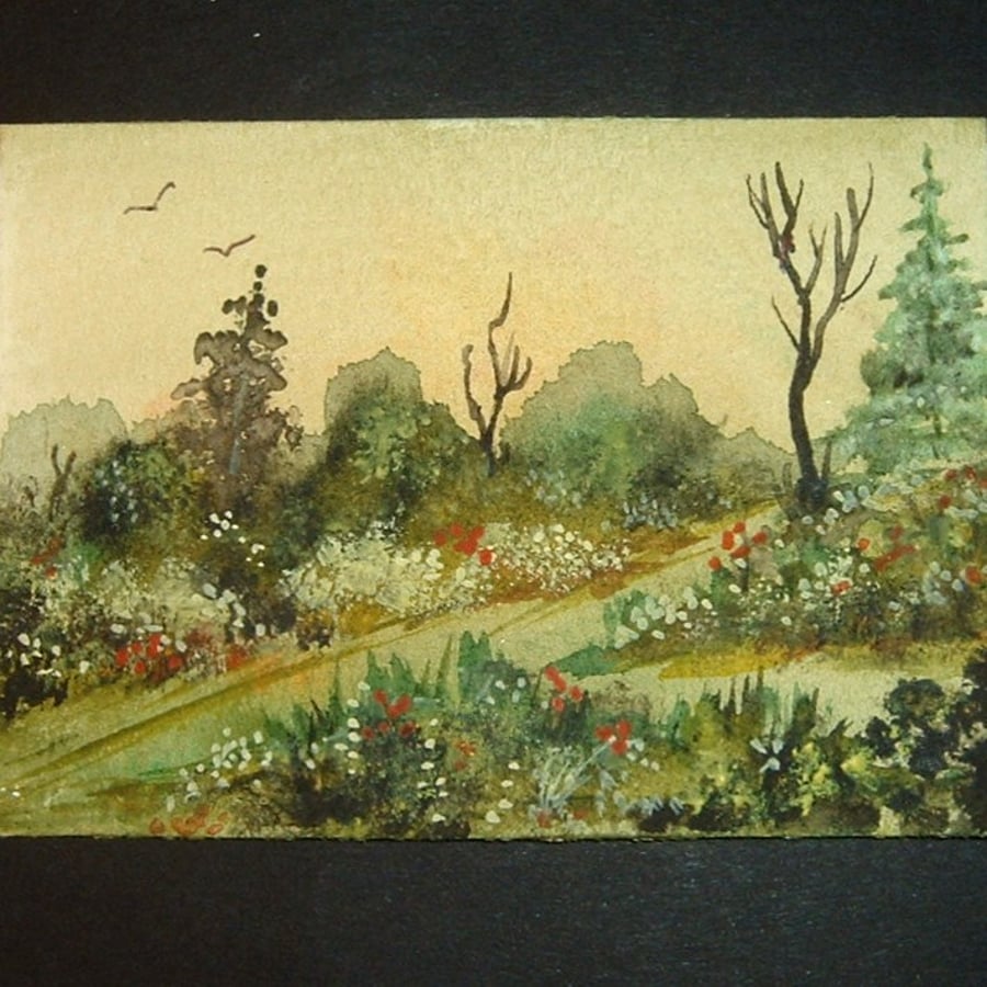 Art painting aceo SFA original paintings landscape woodland 51