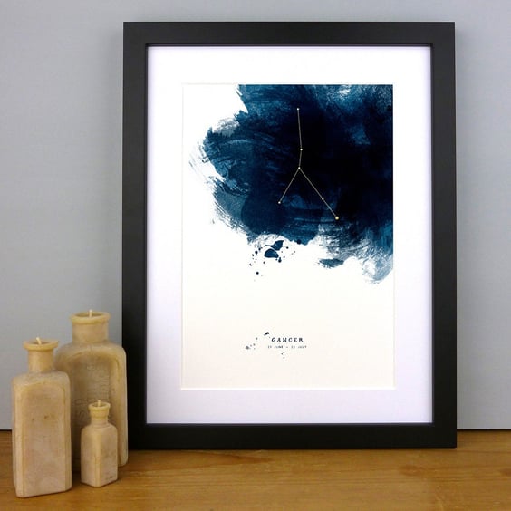 Cancer Constellation Personalised Zodiac Star Sign Birthday Print