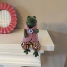 Needle Felted Girl Frog Doll