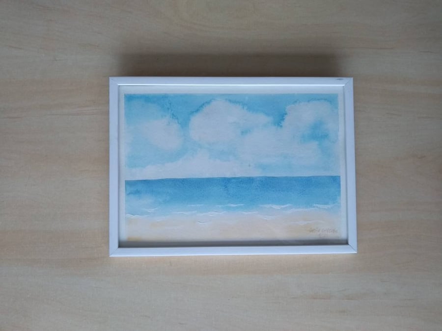 Original Watercolour Painting Beach A4 