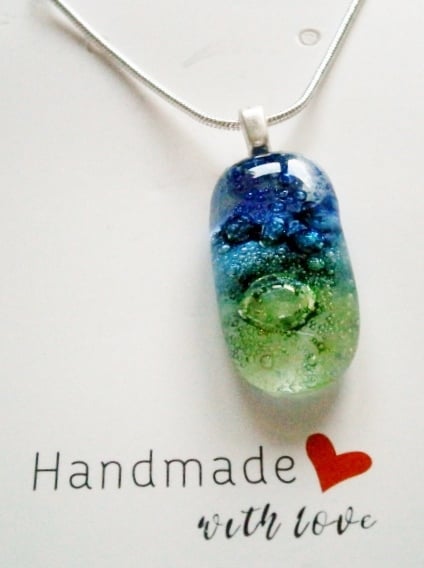 Hand crafted Fused glass Bubbly pendant
