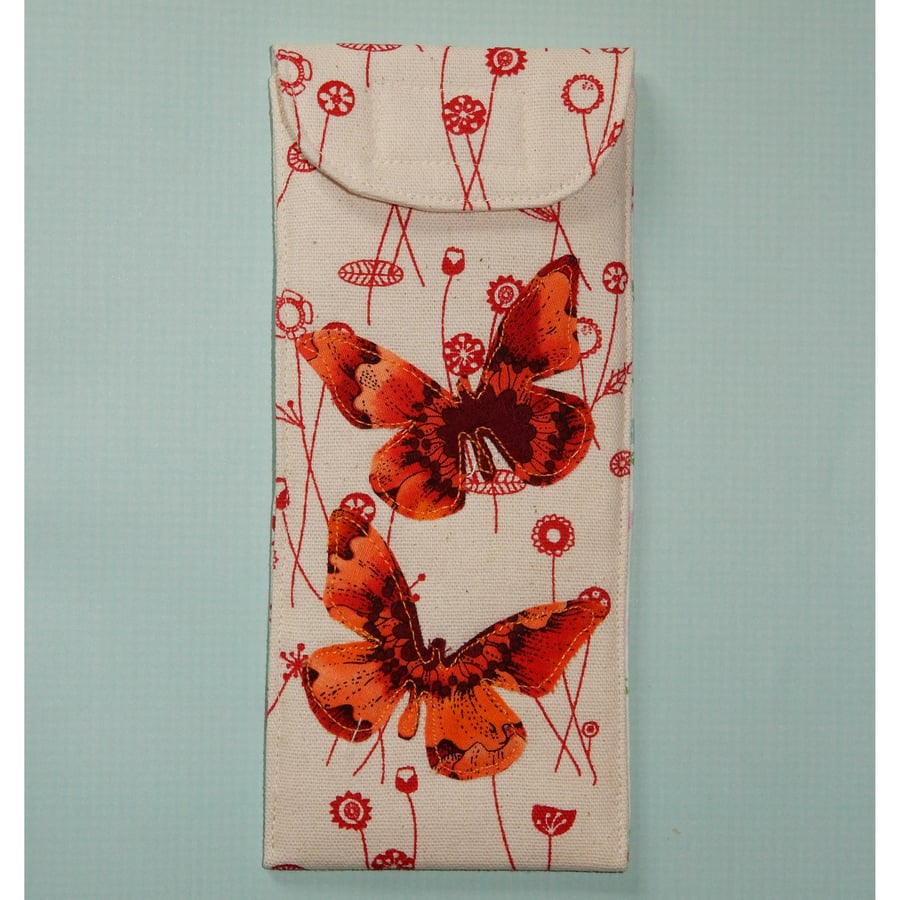 Glasses case - bright applique butterflies