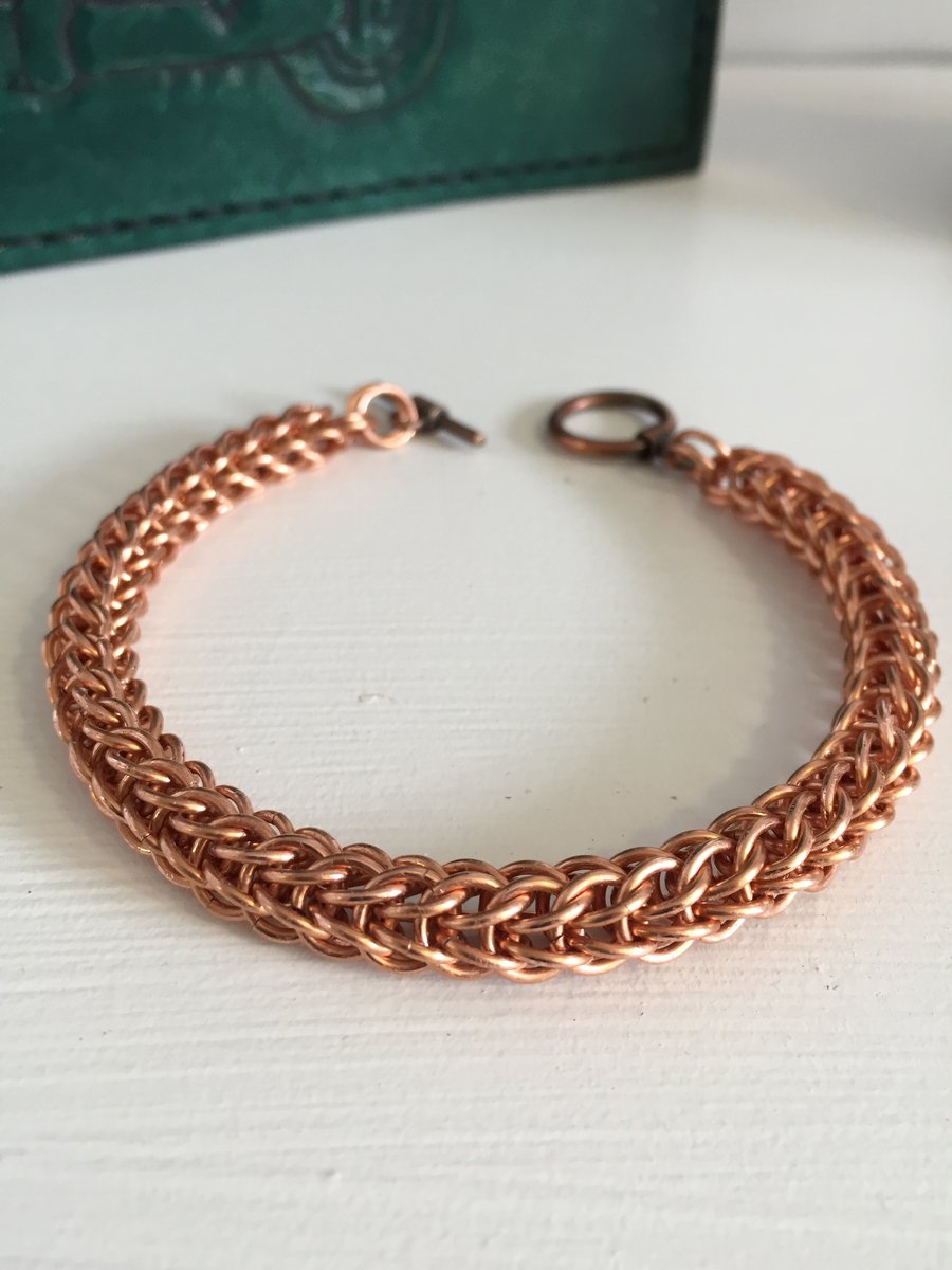 Mens Copper Bracelet, Full Persian Rope Style Celtic Bracelet